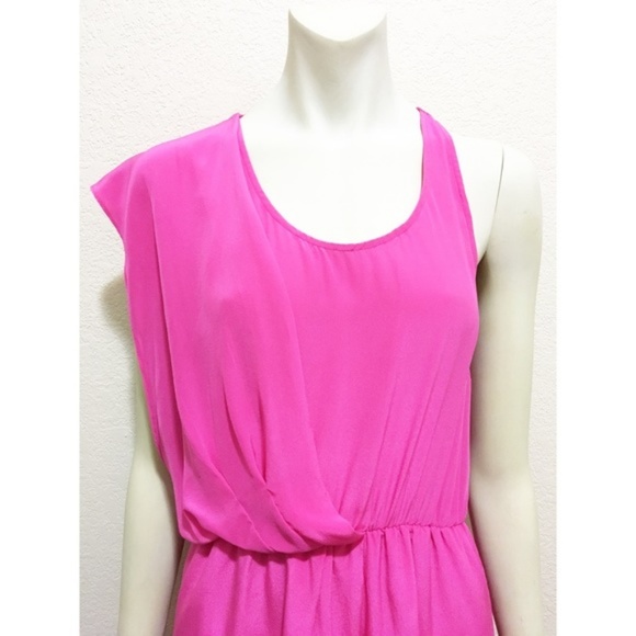 Greylin Small Pink Silk Drape Scoop Neck Dress - Picture 2 of 8